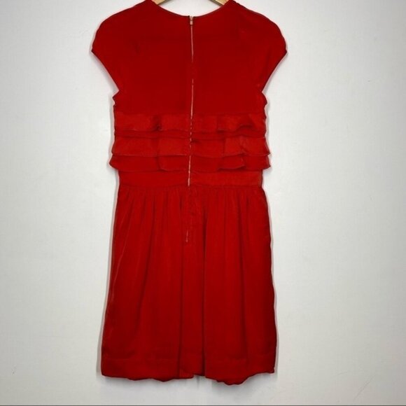 Sandro Paris Red Ruffle Mini Dress Women Size Small - Picture 2 of 10